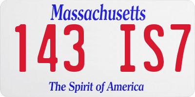 MA license plate 143IS7
