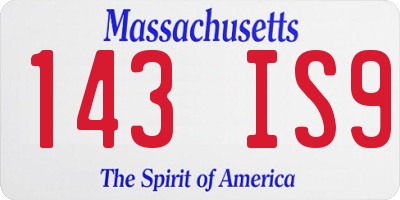 MA license plate 143IS9