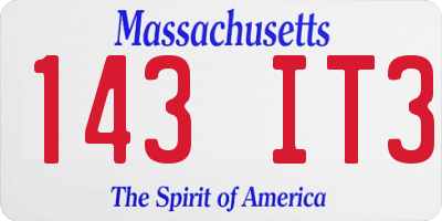 MA license plate 143IT3