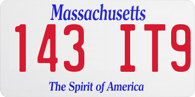 MA license plate 143IT9