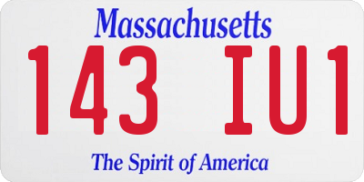 MA license plate 143IU1