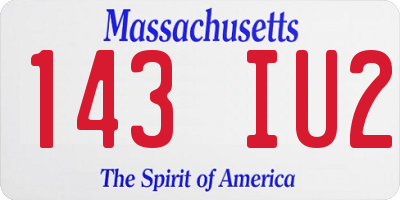 MA license plate 143IU2