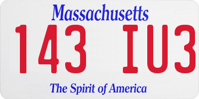 MA license plate 143IU3