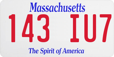 MA license plate 143IU7