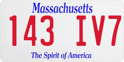 MA license plate 143IV7