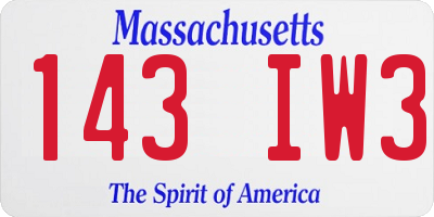 MA license plate 143IW3