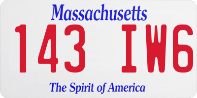 MA license plate 143IW6