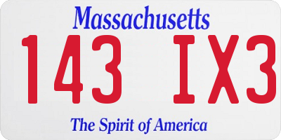 MA license plate 143IX3
