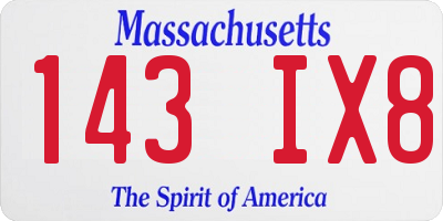 MA license plate 143IX8