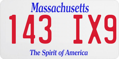 MA license plate 143IX9