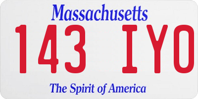 MA license plate 143IY0