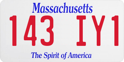MA license plate 143IY1