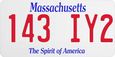 MA license plate 143IY2