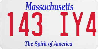 MA license plate 143IY4