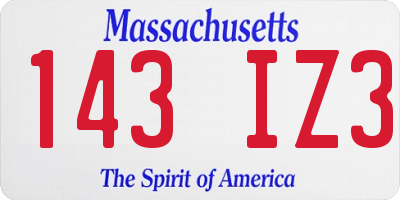 MA license plate 143IZ3