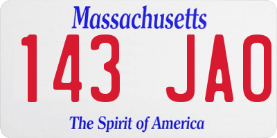 MA license plate 143JA0