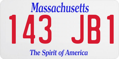 MA license plate 143JB1