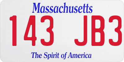 MA license plate 143JB3