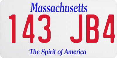 MA license plate 143JB4