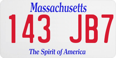 MA license plate 143JB7