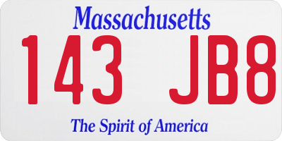 MA license plate 143JB8