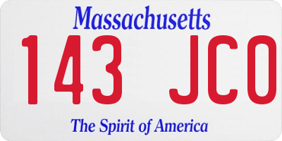 MA license plate 143JC0