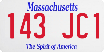 MA license plate 143JC1