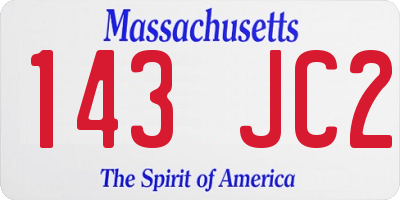 MA license plate 143JC2