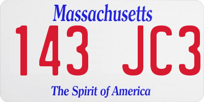 MA license plate 143JC3