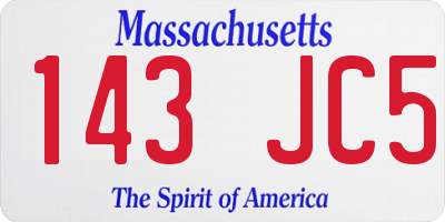 MA license plate 143JC5