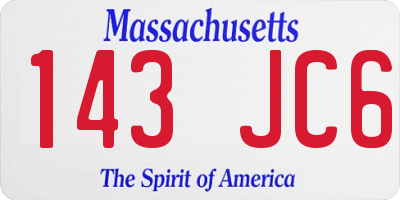 MA license plate 143JC6
