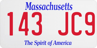 MA license plate 143JC9