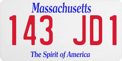 MA license plate 143JD1