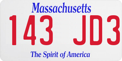 MA license plate 143JD3