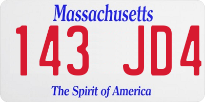 MA license plate 143JD4