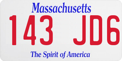 MA license plate 143JD6