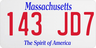 MA license plate 143JD7