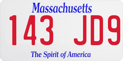 MA license plate 143JD9