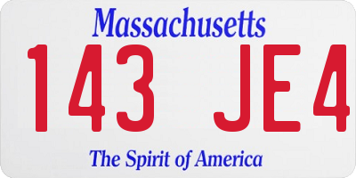 MA license plate 143JE4
