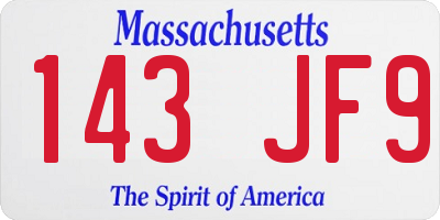 MA license plate 143JF9