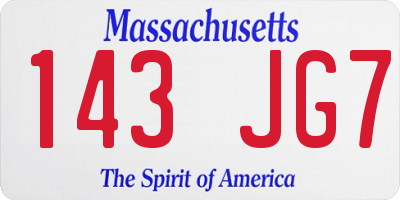 MA license plate 143JG7