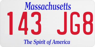 MA license plate 143JG8