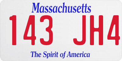 MA license plate 143JH4