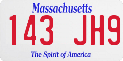 MA license plate 143JH9
