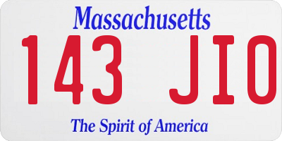 MA license plate 143JI0