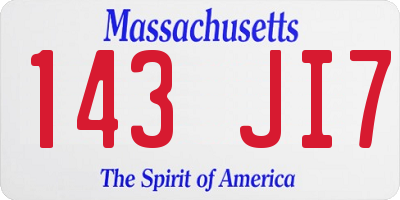 MA license plate 143JI7