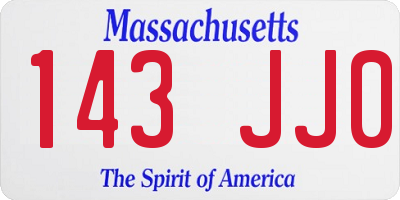 MA license plate 143JJ0