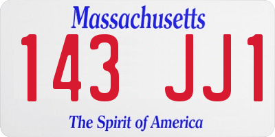 MA license plate 143JJ1
