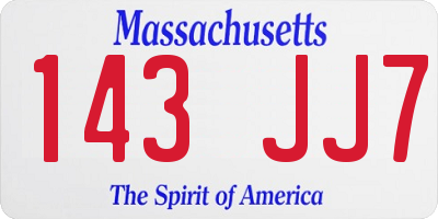 MA license plate 143JJ7