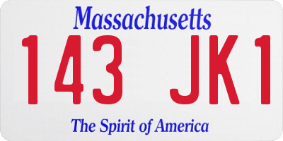 MA license plate 143JK1
